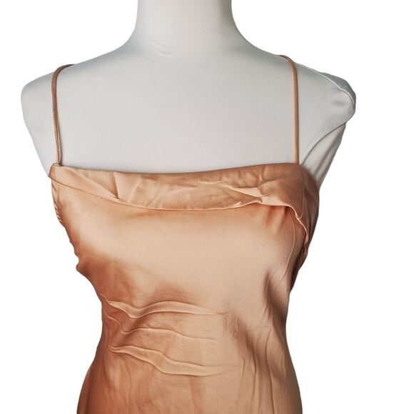 ASTR Gaia Nude Satin Slip Dress Size Medium - Picture 3 of 10